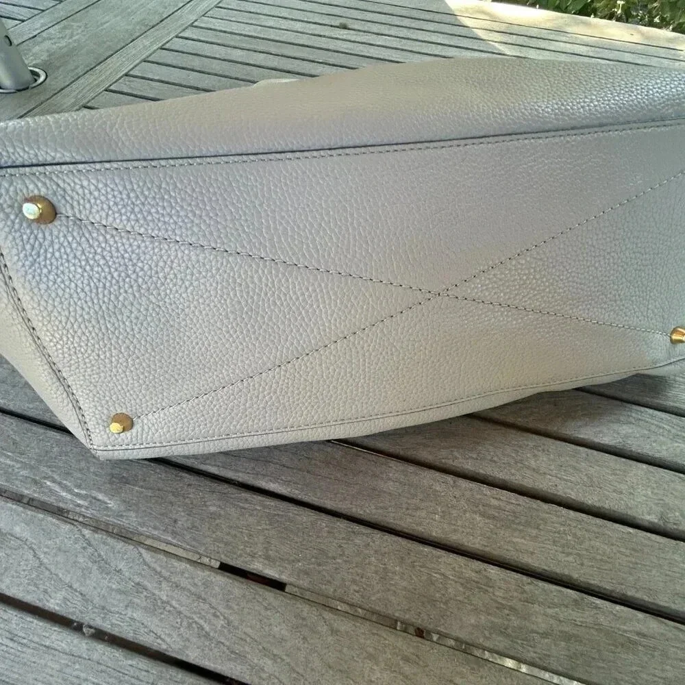 Marc Jacobs Pebbled Leather Tote in Light Gray with Gold Hardware